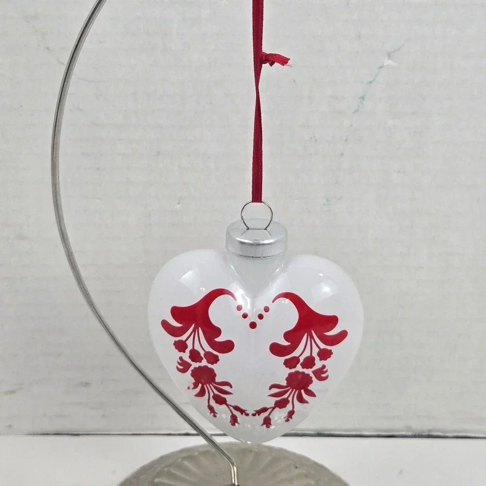 Lot of 11 IKEA KOTTE VINTERFEST Heart Glass Christmas Ornaments Scandinavian 3